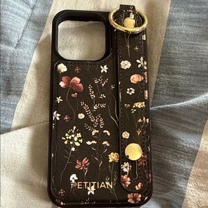Floral Leather Phone Case with Wrist Strap and card holder